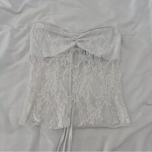 SHEIN White Lace Strapless Tank Top